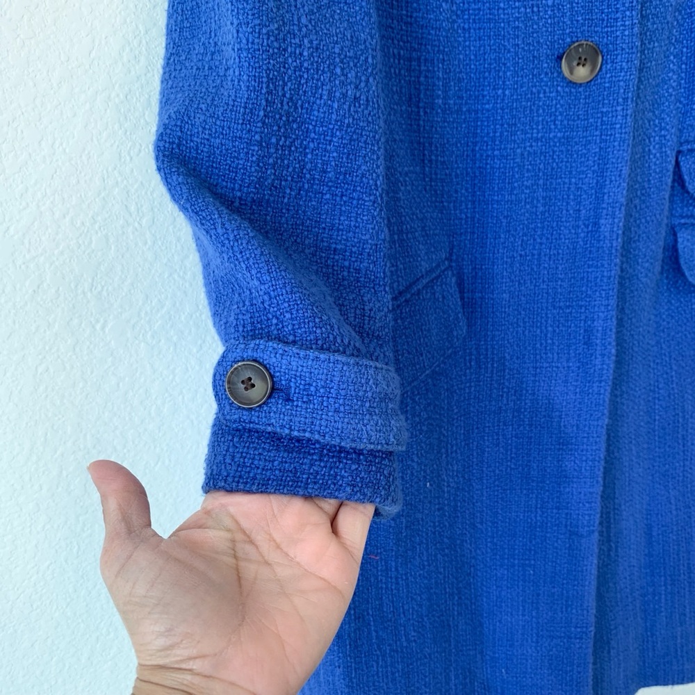 H&M Periwinkle 3/4 Sleeve Boucle Coat Size 8 - Picture 5 of 11